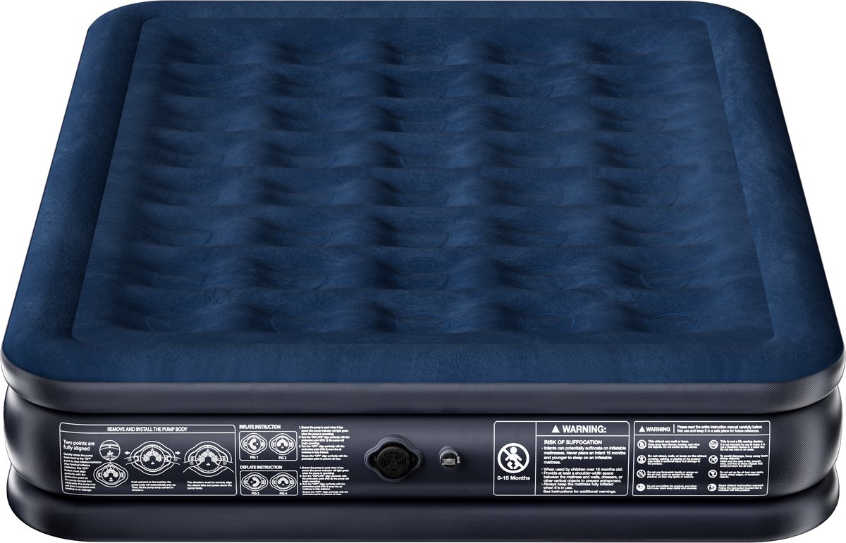 Luchtbed - Opblaasbaar Matras - Kamperen en Gasten - Ingebouwde Elektrische Pomp - 203 x 152 x 38 cm