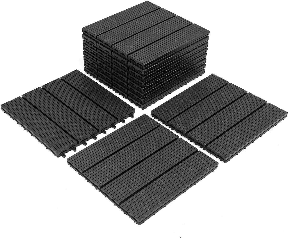 WPC Terrastegels - Houten Vloertegels - Buiten Vloeren - Klik Systeem - 30 x 30 cm - Donkerbruin