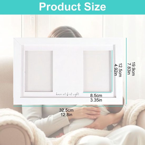 Baby Handafdruk en Voetafdrukset Fotolijst - Gipsafdruk voor Hand en Voet - Echt Houten Fotolijst - Witte Tint - Inclusief Letters en Cijfers van Merkloos — afbeelding 3