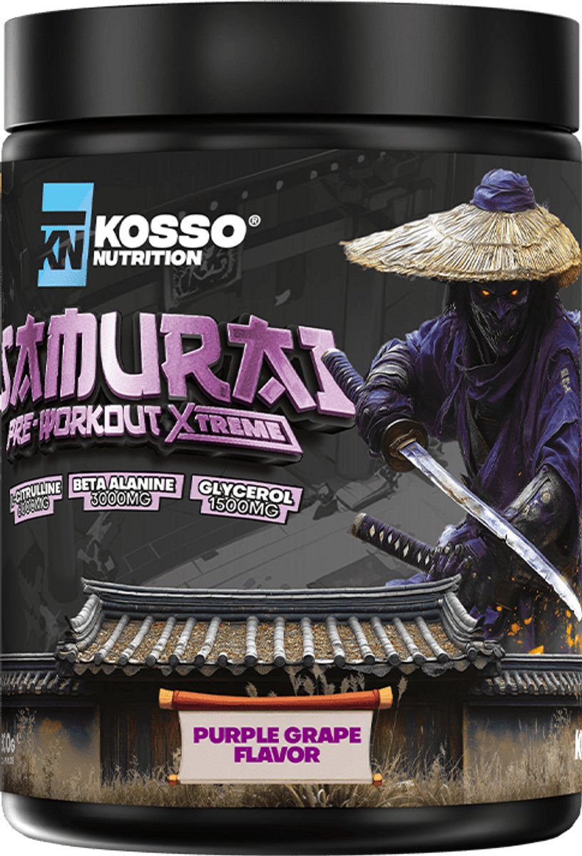 Kosso Nutrition – Samurai Extreme Pre-Workout – Purple Grape – 6000mg L-Citrulline – Energie, Focus & Pomp – 500g