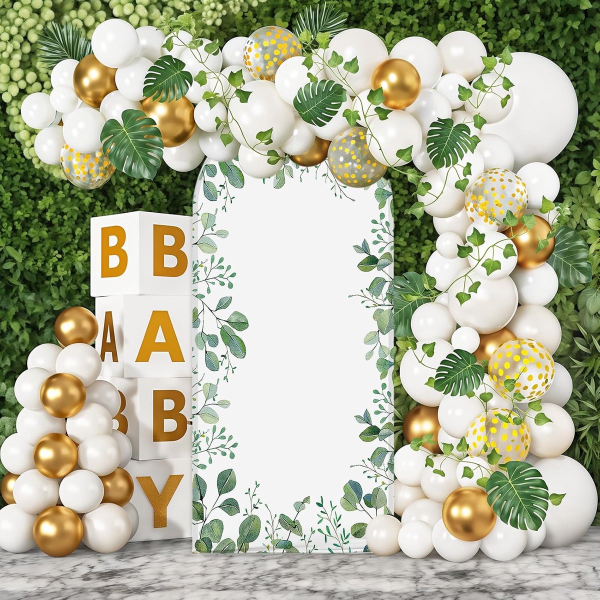 Boog Achtergrond met Groene Eucalyptus Bladeren voor Fotografie en Feestdecoratie