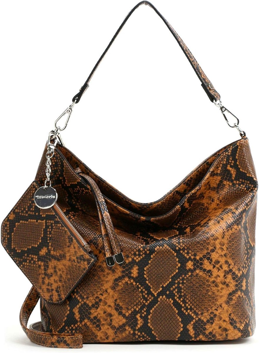 Stijlvolle Grote Handtas Dames Reptielenprint Grijs Schoudertas