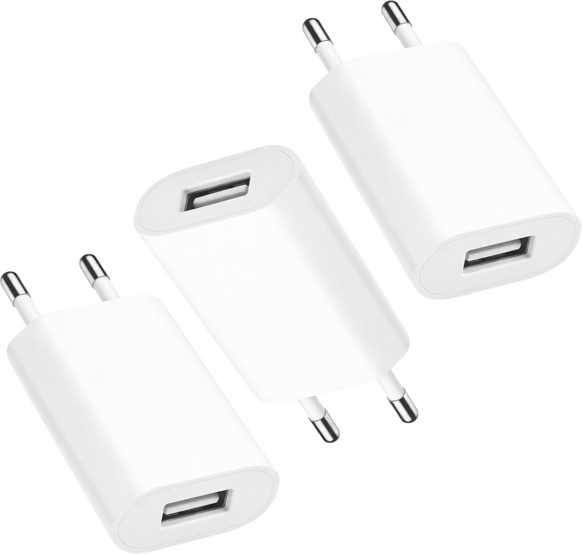 Gmedia - 3 stuks - Universal USB adapter - USB-A adapter - USB stekker - USB lader - Blokje - Universeel - Wit