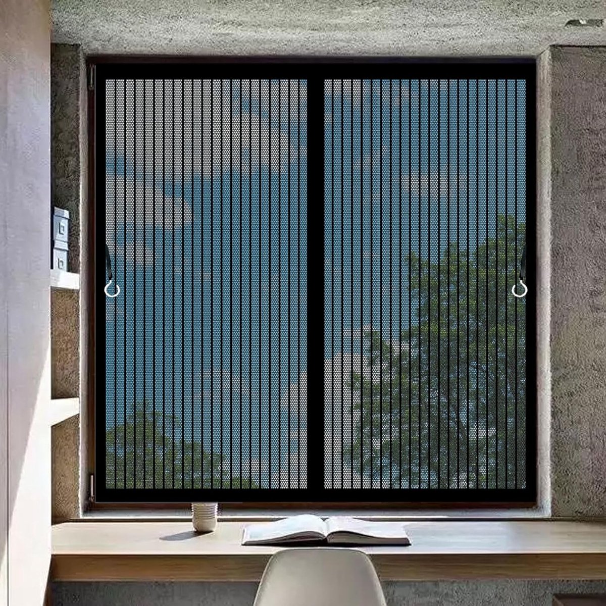 Automatische Sluitende Vliegengordijn voor Deur 114x100 cm Zwart