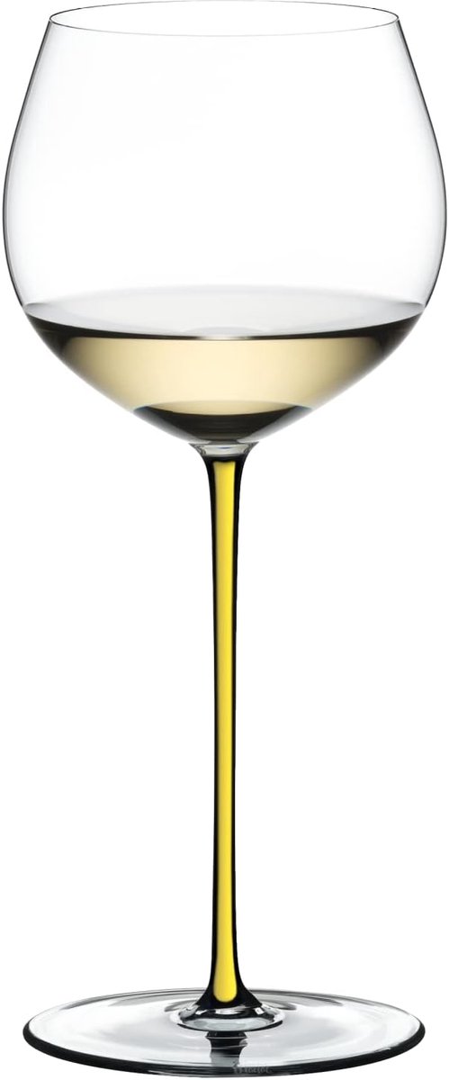 Luxe Wijnglas Chardonnay met Handgeblazen Steel en Gele Accent - Eiken Stijl