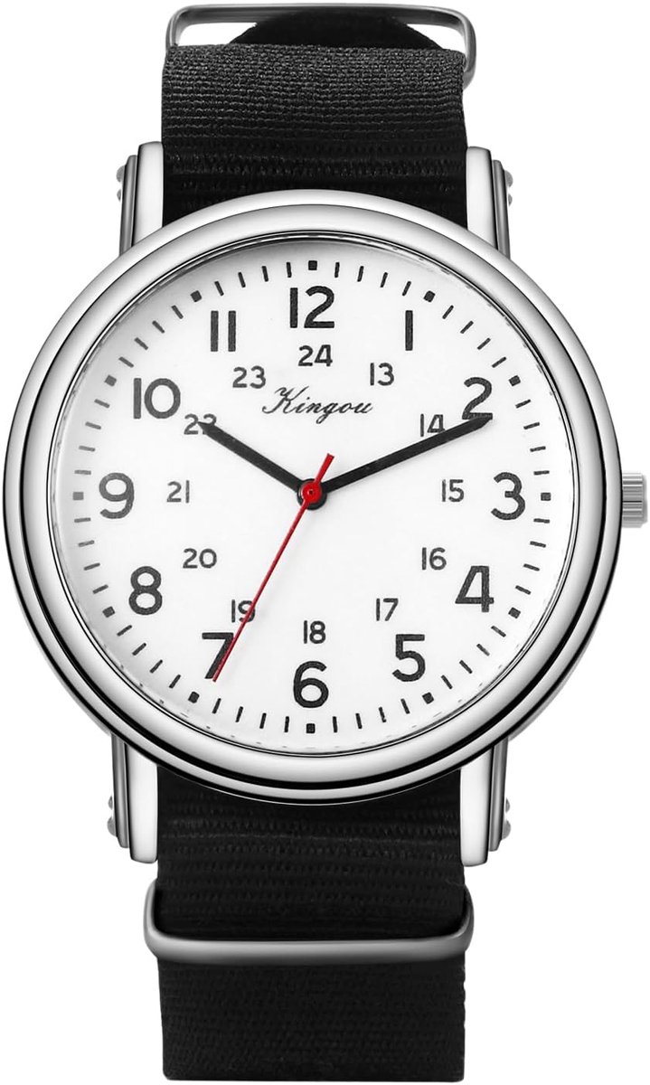 Klassiek Analoog Kwarts Polshorloge met Zwarte Nylon Band voor Dames en Heren