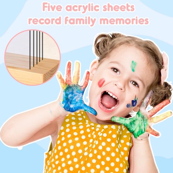 Handafdrukset Familie - Baby Hand Voet - Herinneringen Maken - Ruimte Voor Vijf - 25x14x4 cm - Transparant — afbeelding 3