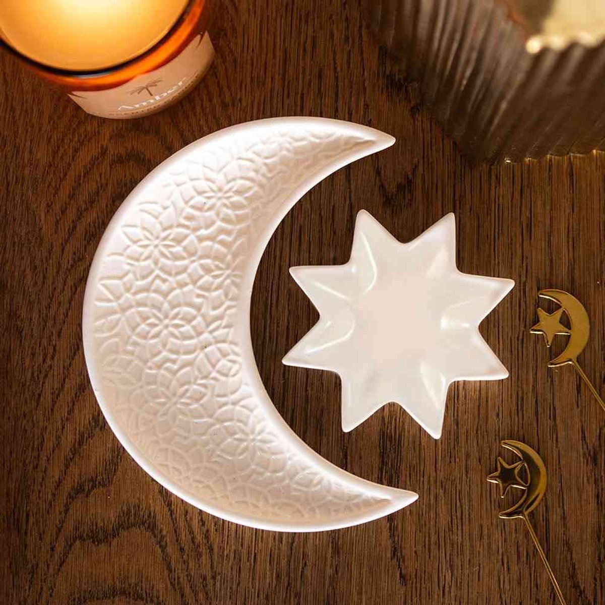 Something Different - Crescent Moon and Star Decoratie schaaltje - Wit