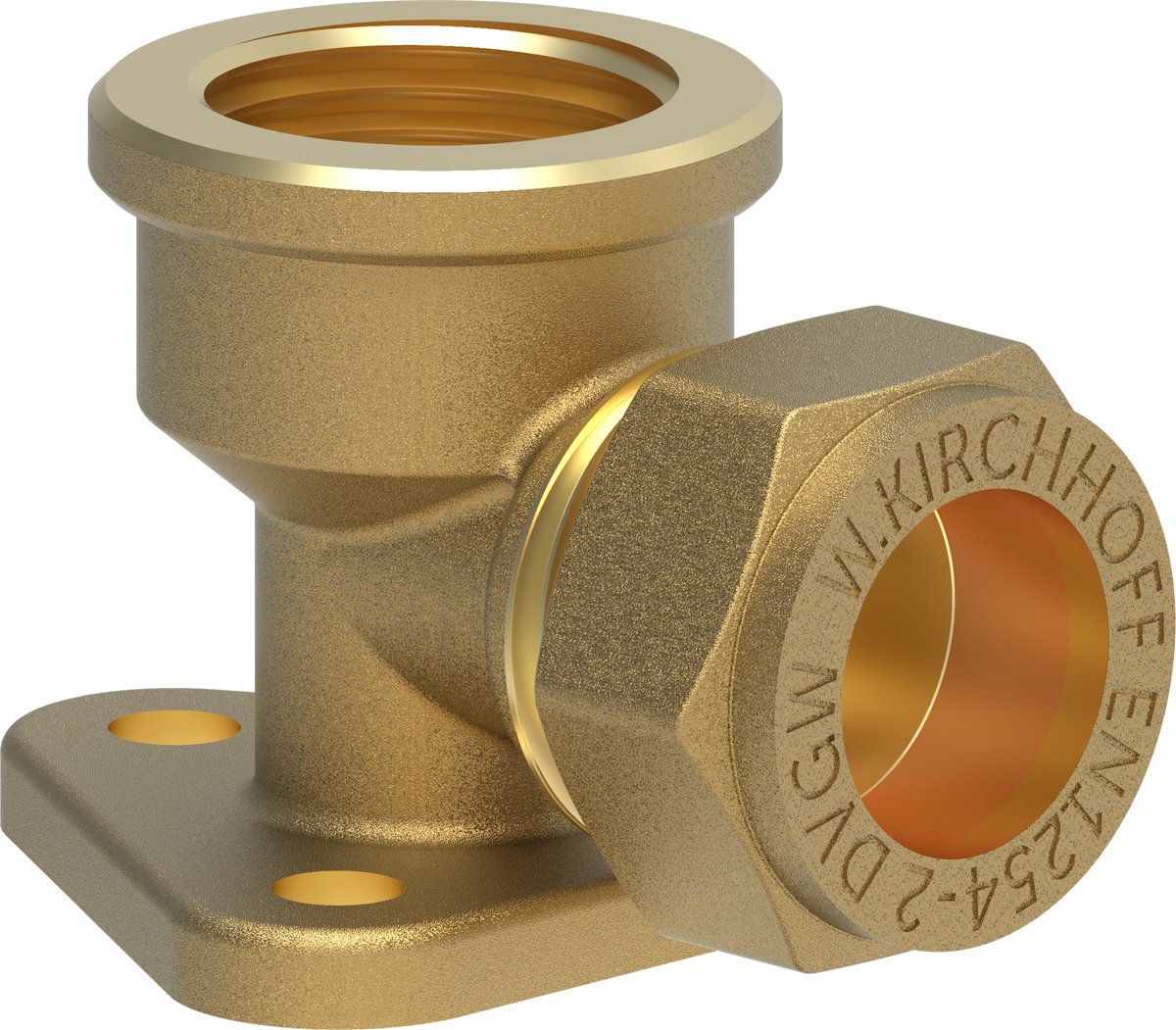KIRCHHOFF MS wandplaat, blanco, 15 mm x 1/2"BI, knelfitting voor koperen buis,