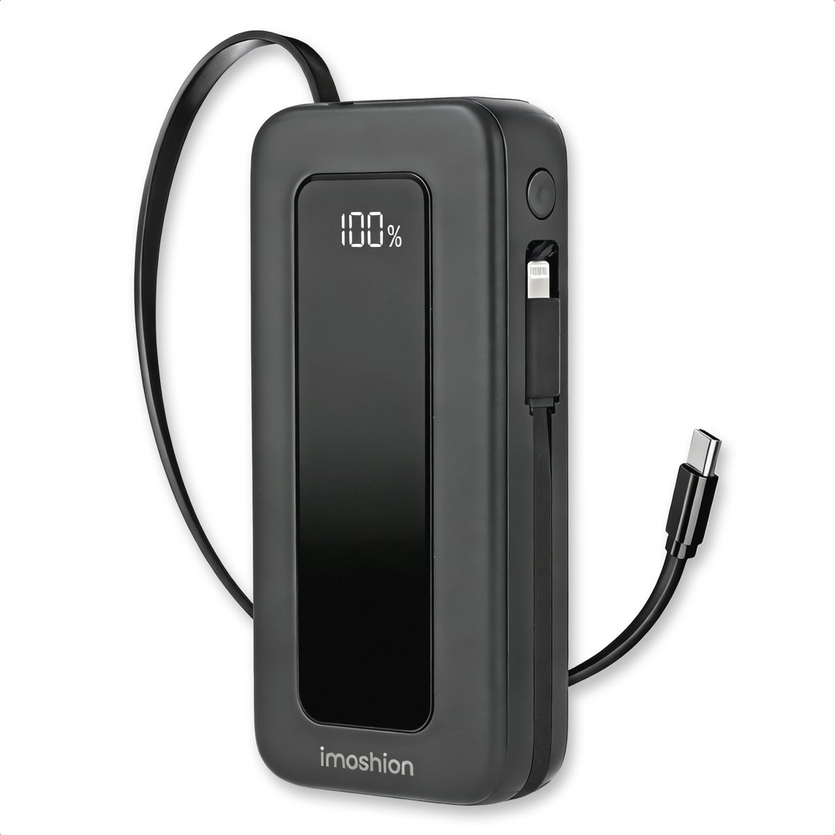 imoshion® Powerbank 10000 mAh - 35W Ultra Snellader - Geïntegreerde kabels USB-C - Powerbanks - Universeel - Quick Charge 3.0 en Power Delivery