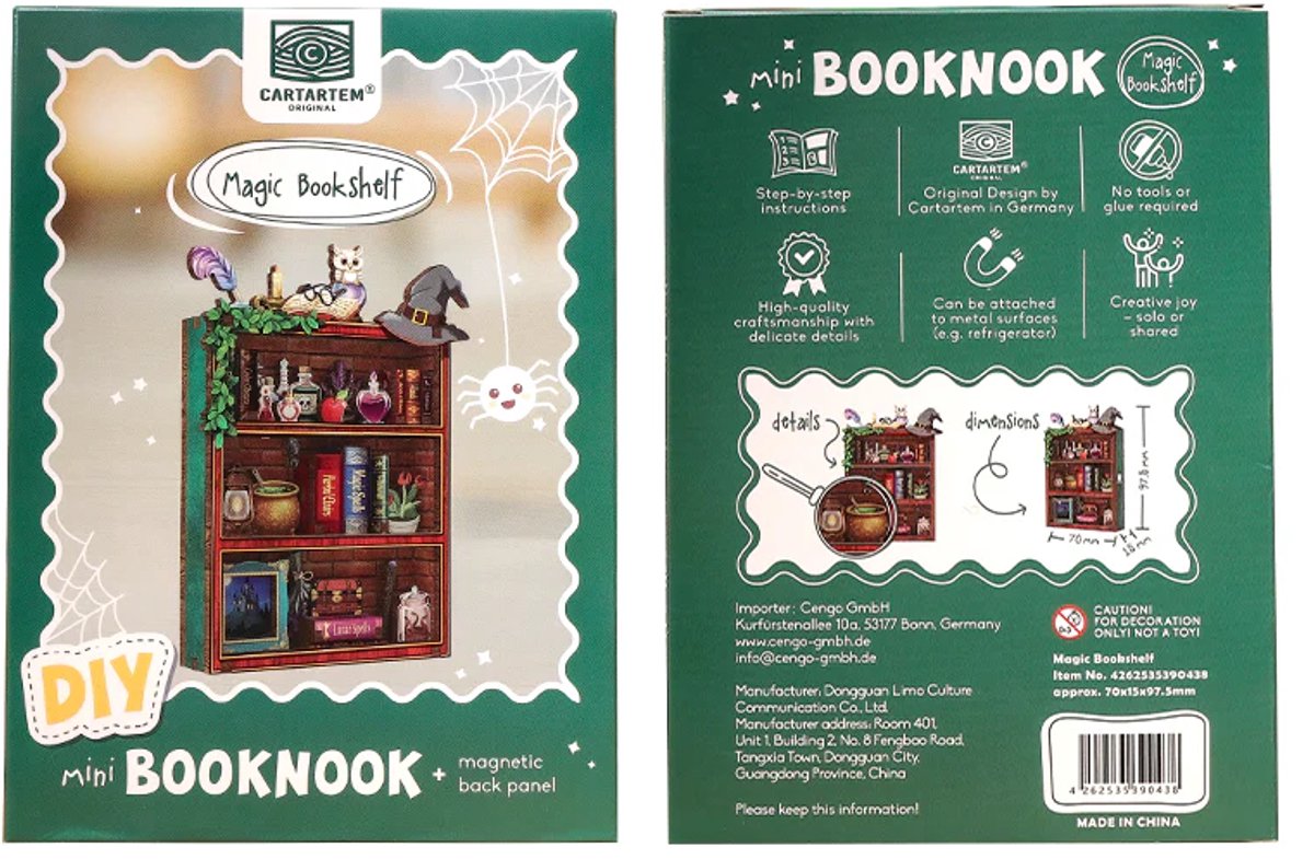 Cartartem Magic Bookshelf - Miniature 3D DIY Kit - Mini 3D puzzel van hout voor volwassenen