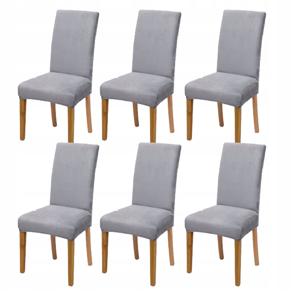 Furnitex Stoelhoezen - Set van 6 - Grijs - Elastisch fluweel