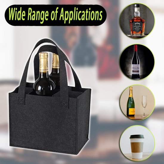 Fles Carrier Compartiment voor Wijn en Bier - Dikke Flessendrager en Boodschappentas - Donkergrijs - 6 Flessen Organizer — afbeelding 2