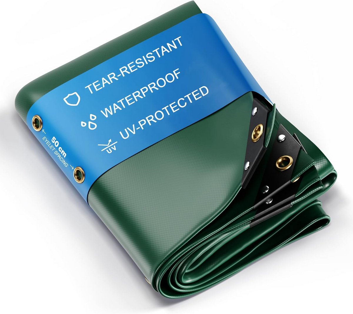 Premium Waterdicht Afdekzeil 300x1000cm - UV Bestendig Vrachtwagenzeil 450 g/m² voor Hout, Tuin, en Bouw - Winterbestendig Beschermzeil - Groen - 30m²