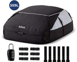 Nince Dakkoffer 559L - Auto Dakkoffer - Waterdichte Daktas - Opvouwbaar - Met en Zonder Dakdragers - Oxford 900D + PVC - Zwart
