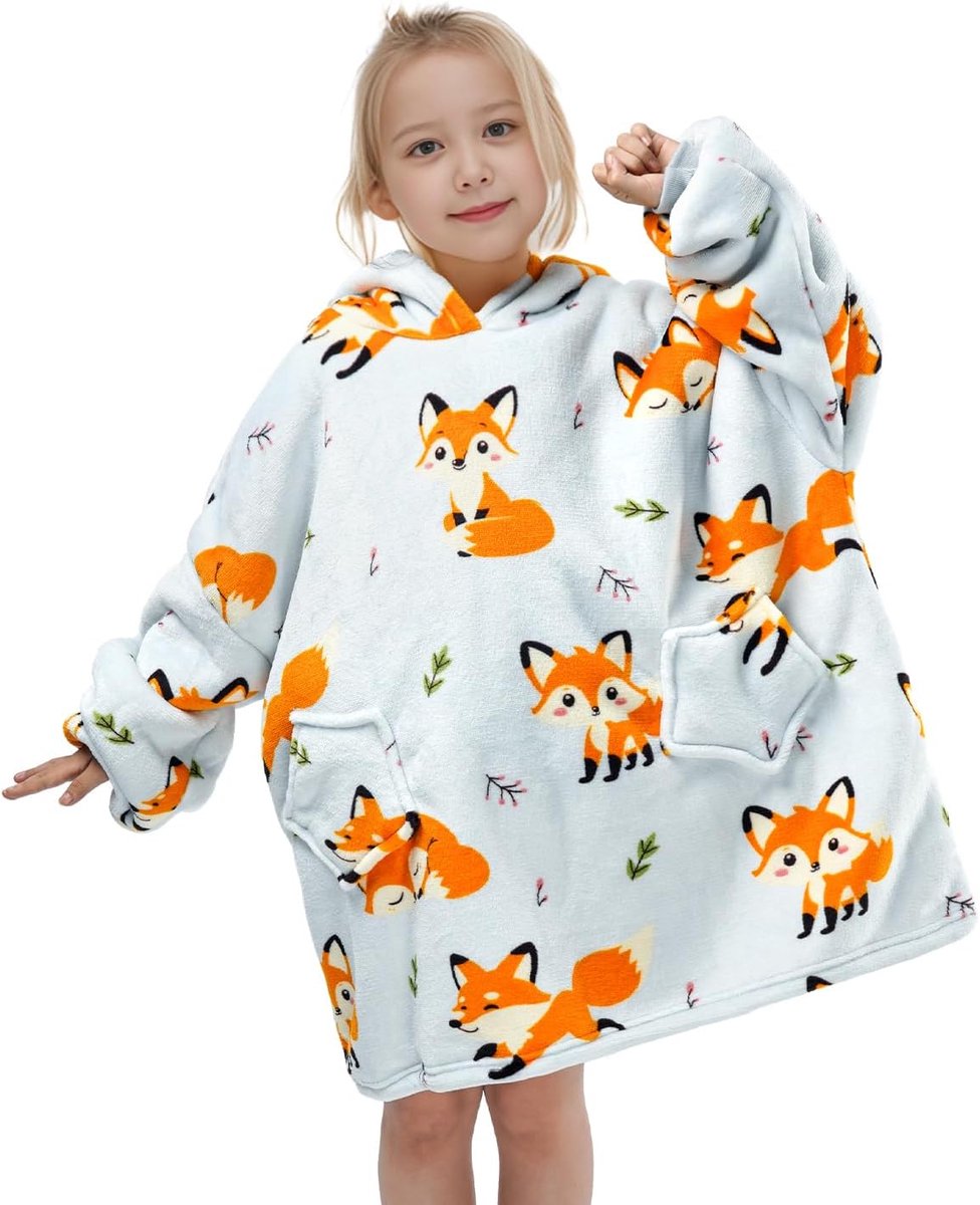 Oversized deken met capuchon voor kinderen - Pluche sherpa hoodie, warm en comfortabel