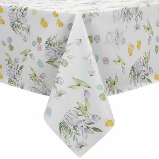 Protecttable - Tafelzeil Pasen Kuiken en Ei 140x310cm - Tafelkleed Afwasbaar - Kunststof