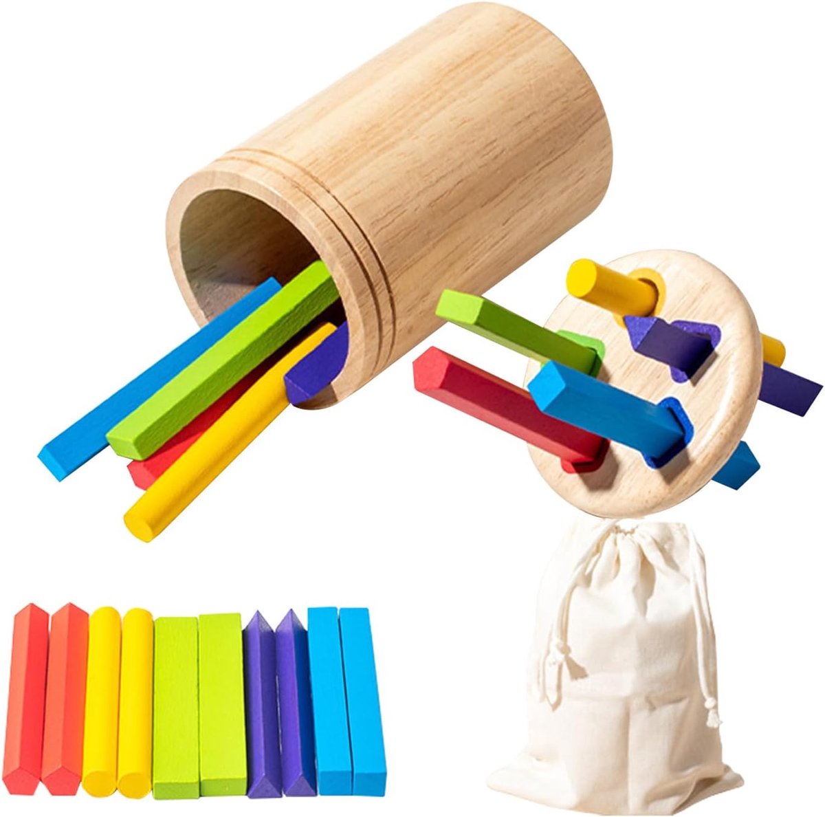 Montessori-speelgoed voor peuters - Houten sorteerspeelgoed - Fijne motoriek - Kleurensorteerstokjes - voor kinderen, jongens en meisjes, verjaardagscadeau