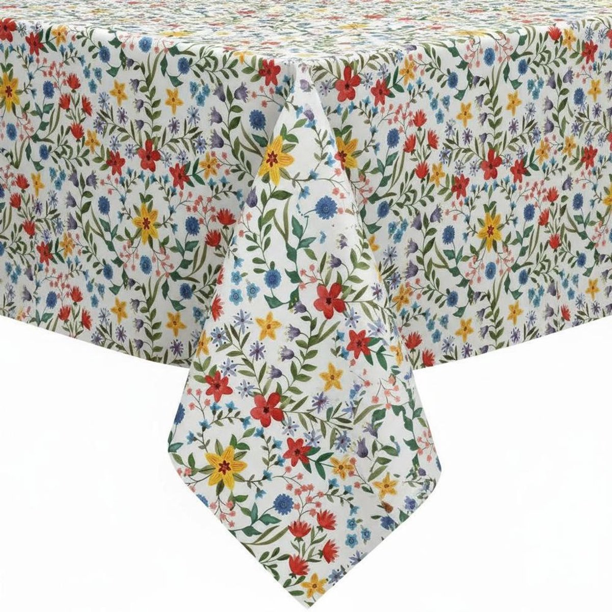 Protecttable - Tafelzeil Bloemenveld Rood en Geel 140x200cm - Tafelkleed Afwasbaar - Kunststof
