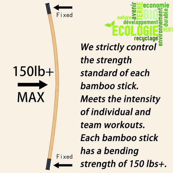 Lange Bamboe Yoga Stick 5ft - Stretching, Pilates en Balansoefeningen — afbeelding 3