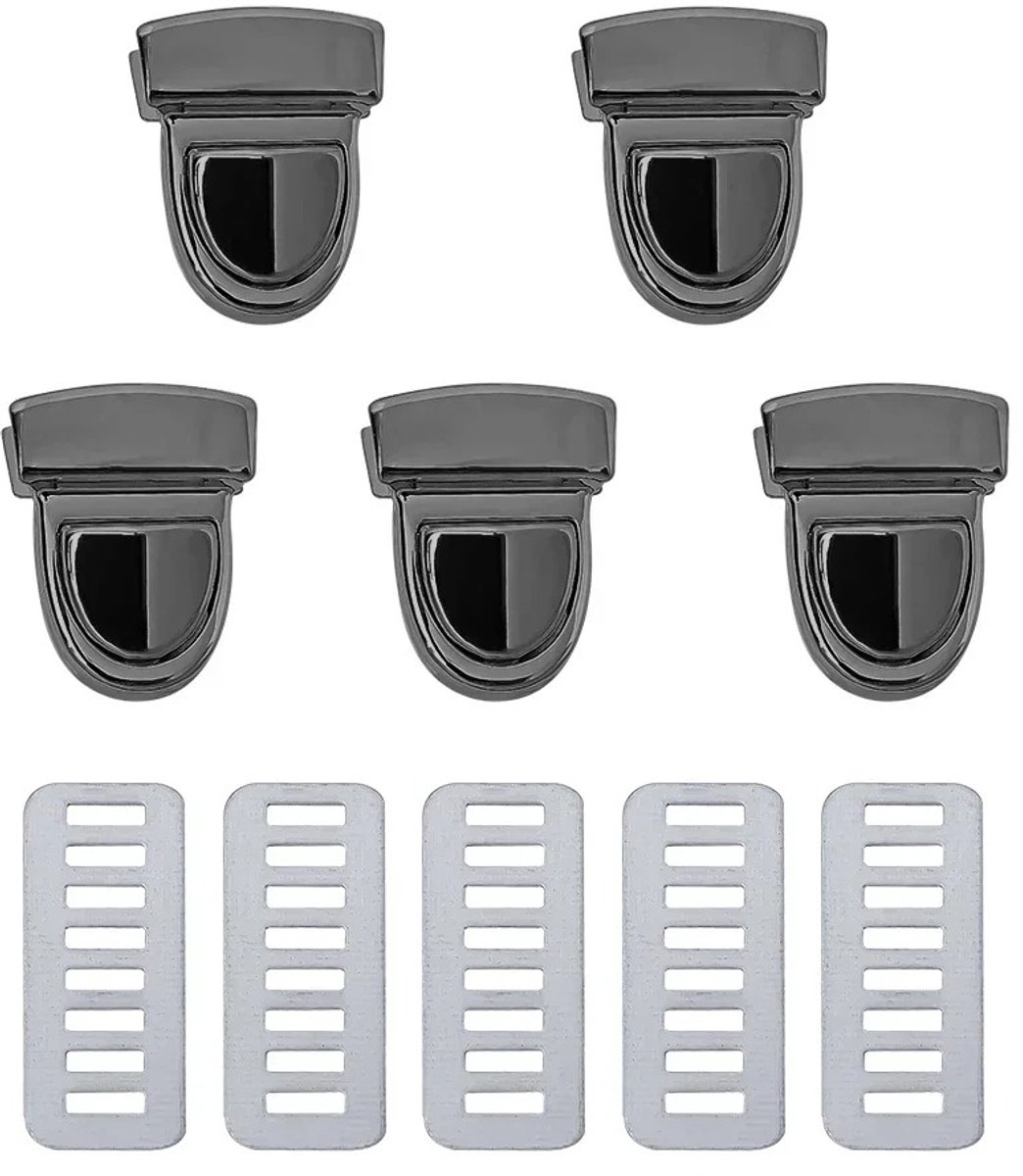WiseGoods Premium 10 Metalen Tas Sluiting - Drukslot Tas - Slot Voor DIY Tassen - Reparatie & Hobby Tas - Hardware - Zwart