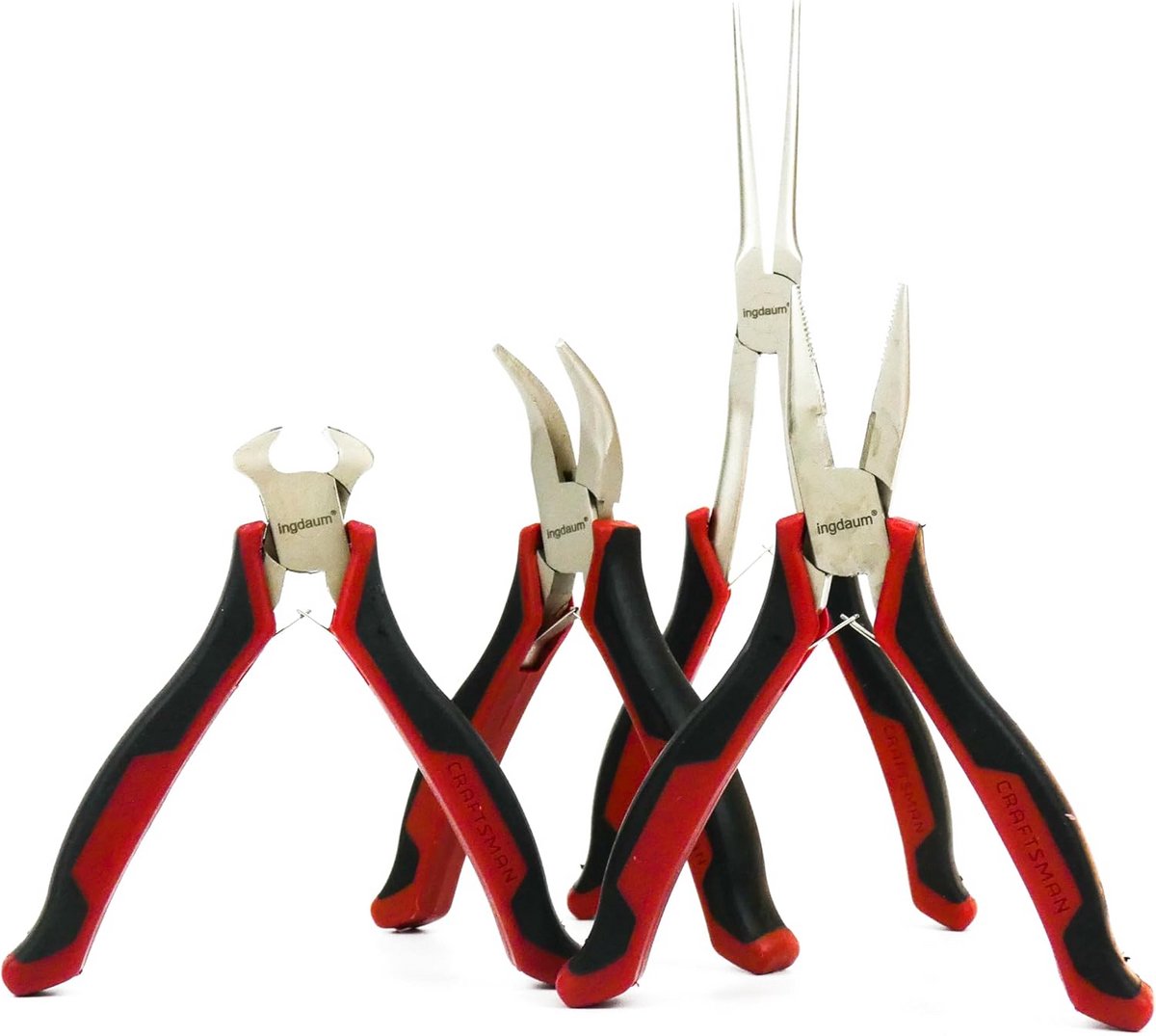 Set van 4 Mini Tangen - Punt-, Kromme- en Rechte Pliers, En Cutter - Perfect voor Knippen en Buigen van Draad