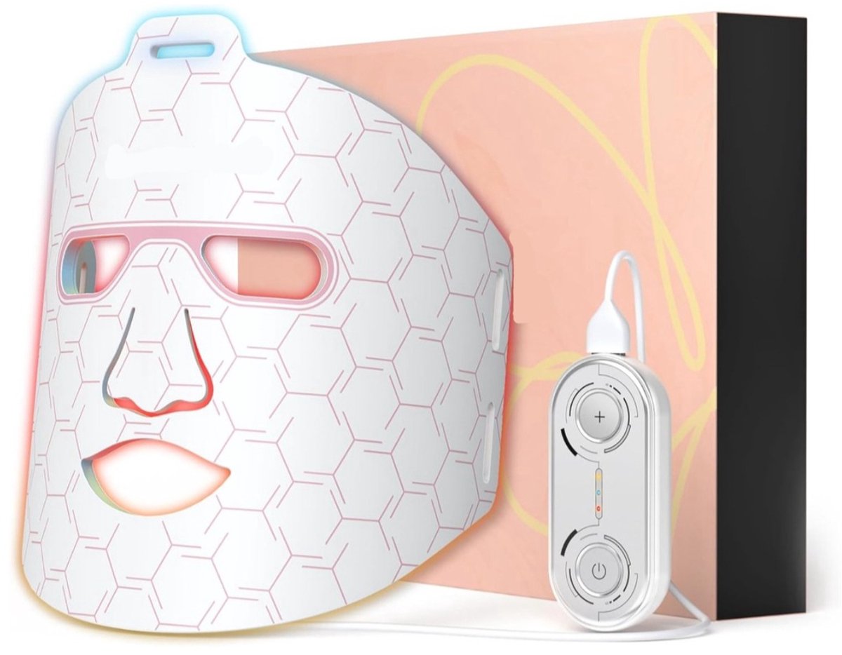 Lichttherapie - Rood Licht Therapie - LED-Therapie - LED-masker - Nabij-Infrarood Roodlicht - voor Gezicht - Flexibel Siliconen Lichttherapiemasker - voor Thuis - Gezichtsmaskers - Huidverzorging - Wit