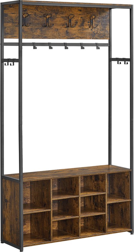 VASAGLE HSR432K01 - Porte-manteau avec banc - meuble d'entrée - rangement à chaussures