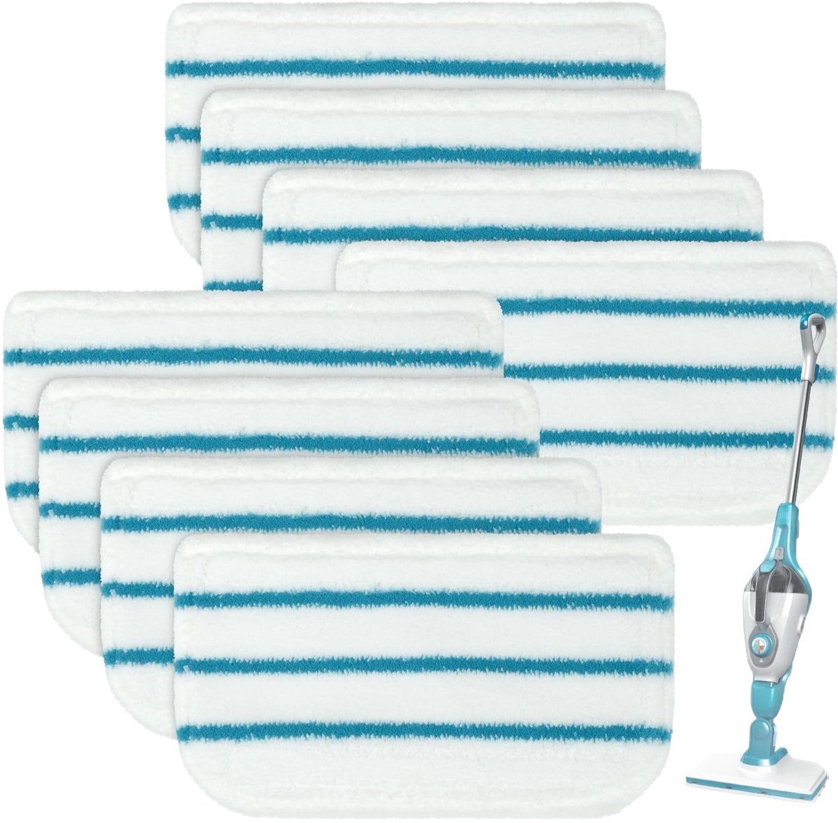 Geschikt voor Black&Decker stoommopdoeken, geschikt voor FSMH13E1M/FSMP20 vervangbare vezeldoekpads, set van 8 stuks, schoonmaakmop