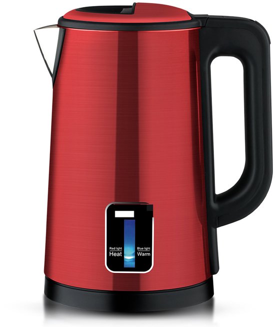 Waterkoker, 220V, elektrische waterkoker, roestvrij staal, huishoudelijke geïsoleerde waterkoker, 2,5L grote capaciteit, automatische uitschakeling, rood