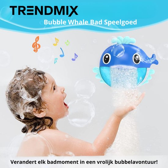 Trendmix Bubble Whale Bad Speelgoed - Muzikale Walvis met Zeepbellen en 12 Liedjes - Bubbels Bad Speeltje Baby & Peuter - Blauw van Merkloos — afbeelding 2