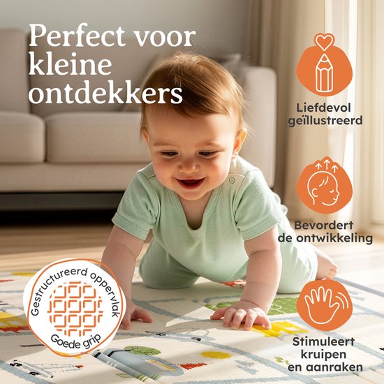 Laleni Speelmat Sindal - Waterdicht Speelkleed Baby - Met Tas - 150 x 180 x 1 cm - Stadsprint van Laleni — afbeelding 2