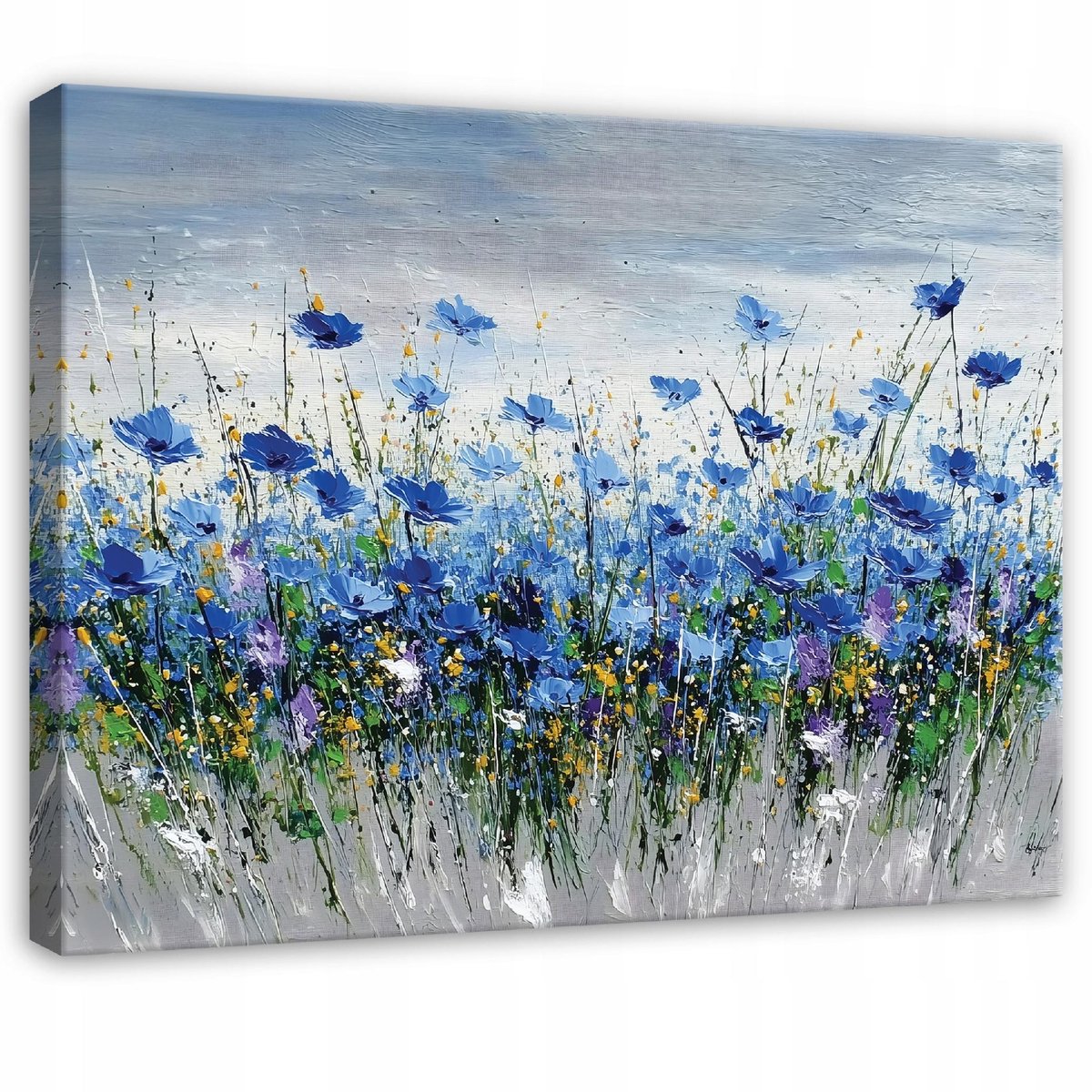 WALLARENA Schilderij op canvas - 120x80 cm - bloemen aquarel natuur - Geschikt voor slaapkamer, salon, keuken Veelkleurig