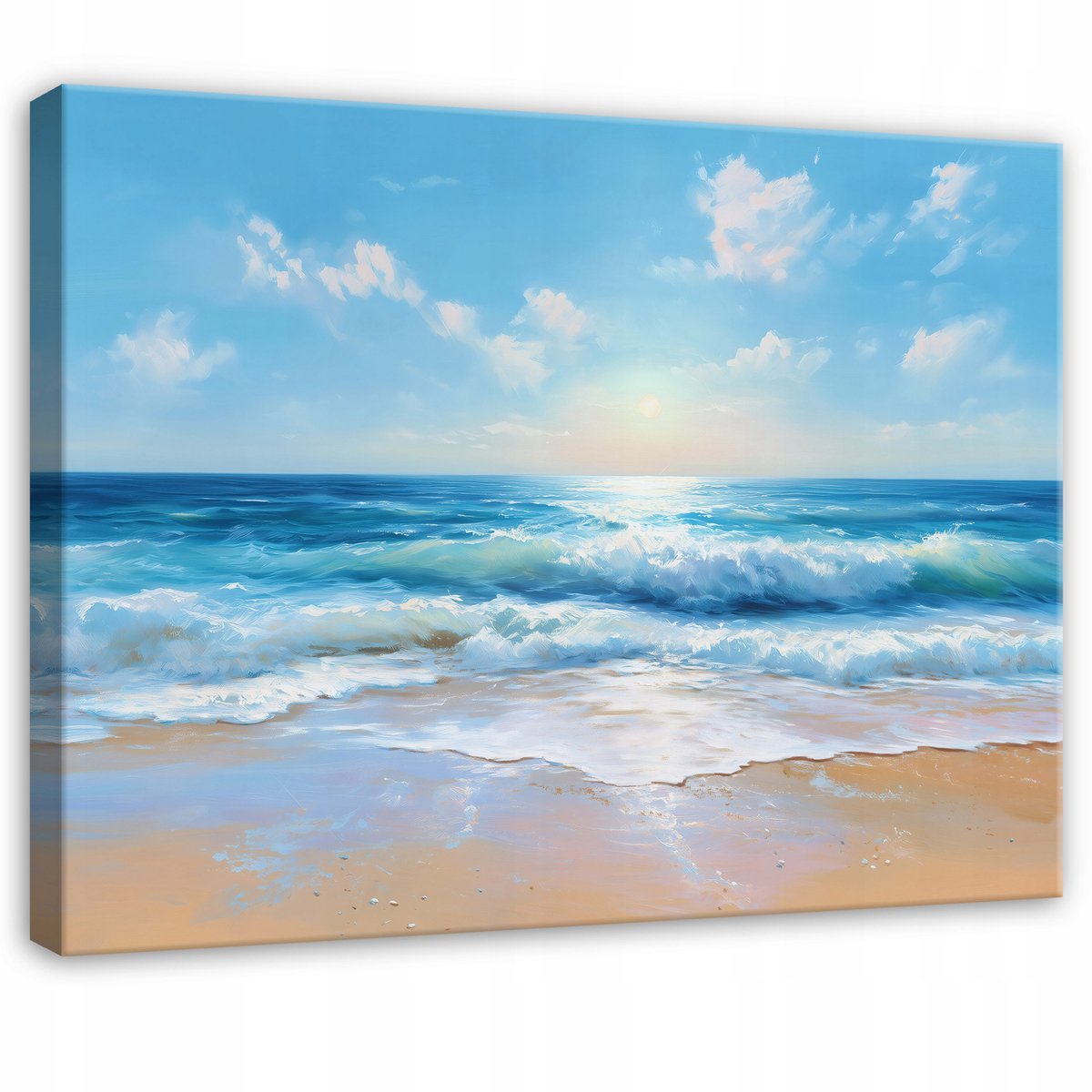 WALLARENA Schilderij op canvas - 120x80 cm - strand zee natuur landschap - Geschikt voor slaapkamer, woonkamer, keuken Veelkleurig