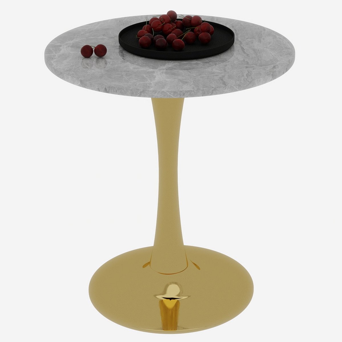 Merax Ronde Salontafel 70 Cm Met Marmerlook Tafelblad Lichtgrijs Met Gouden Zuilvoet Voor 2 Tot 4 Mensen Bijzettafel Voor Woonkamer En Eethoek