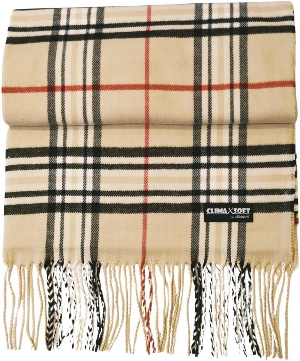Dames sjaal 180x30 cm superzacht en warm effen en geruit - Gemaakt in Duitsland