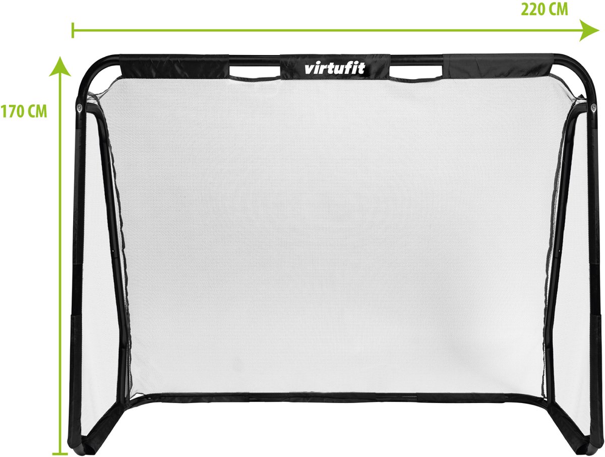 VirtuFit Voetbaldoel Pro met Doelwand - Voetbalgoal - 220 x 170 cm - Doelwand met 2 open zones - Snelle montage - Voetbaldoel met gatendoek - Inclusief 4 grondankers — afbeelding 7