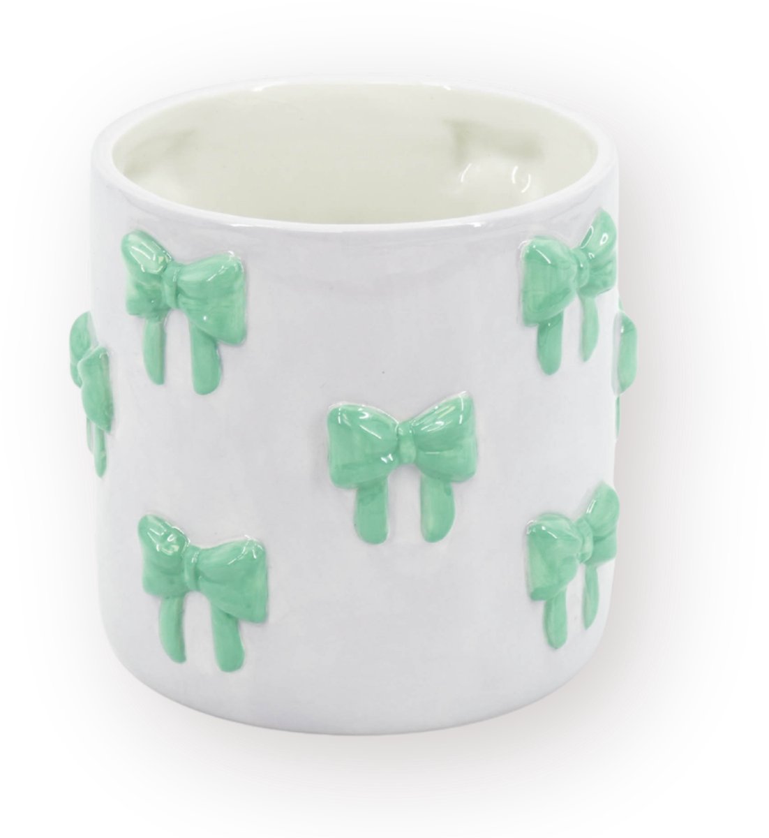 Housevitamin Plantenpot Strikjes – Dolomiet – Lila/ Groen – 15,5x15,5x16 cm – Waterdicht – Design Bloempot – Speelse Eyecatcher