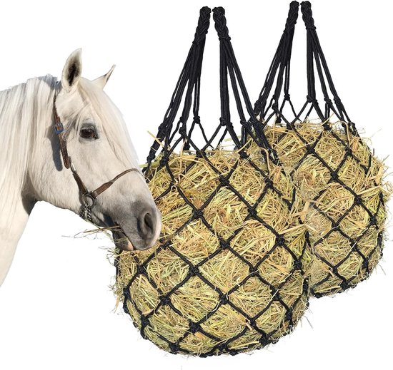 2 stuks hooinetten voor paarden, langzaamvoerende hooizakken voor paarden, geiten en schapen, hangende hooivoerzakken voor paardenstallen, weides en als speelgoed