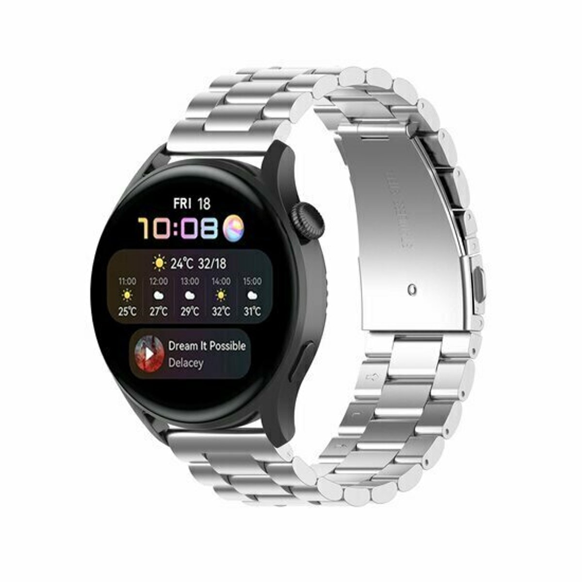 By Qubix - Stalen schakelband - Zilver - geschikt voor Huawei Watch 5 - 46mm
