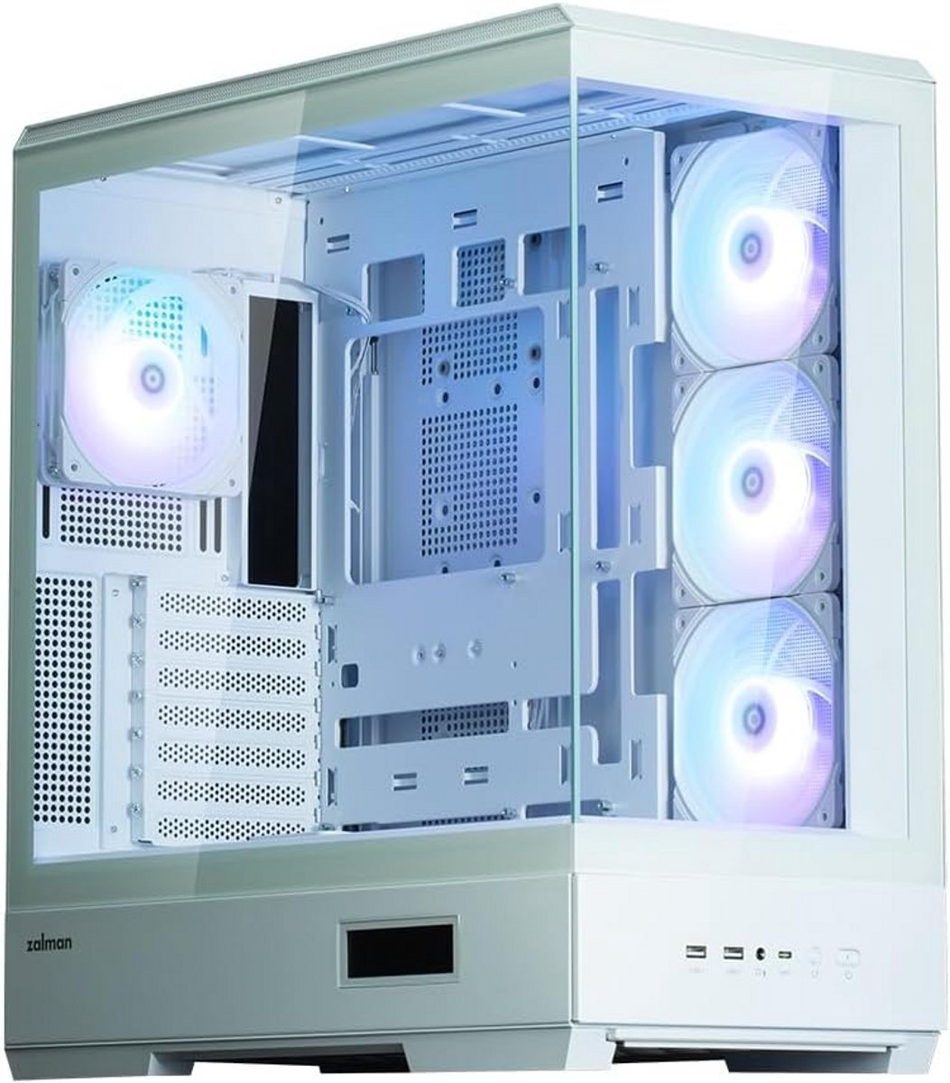 Panoramische Mid-Tower PC Behuizing met Dubbel Gehard Glas en Temperatuurdisplay