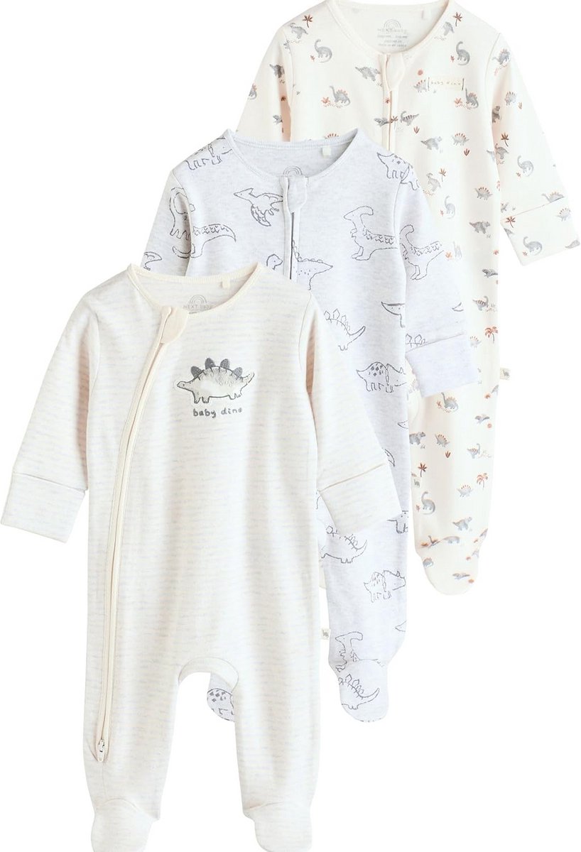 Set van 3 Baby Pyjama's Jongen - 100% Katoen met Handige Tweewegsritssluiting