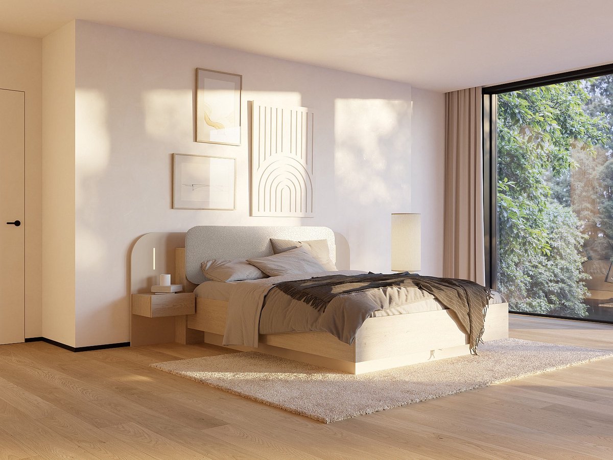 Vente-unique Bedframe hout beige 160 x 200 cm LYORIMA