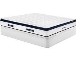 Vente-unique Set 180 x 200 cm witte boxspring met opbergruimte + pocketveringmatras 5 zones en verkoelende tijk van 28 cm dik - KOROVOU van YSMÉE