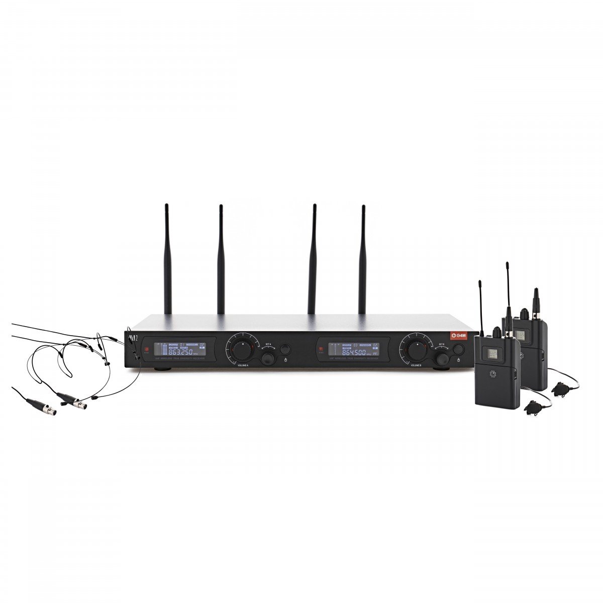 G4M True Diversity Dual Draadloos Systeem, Lavalier & Headset Mics