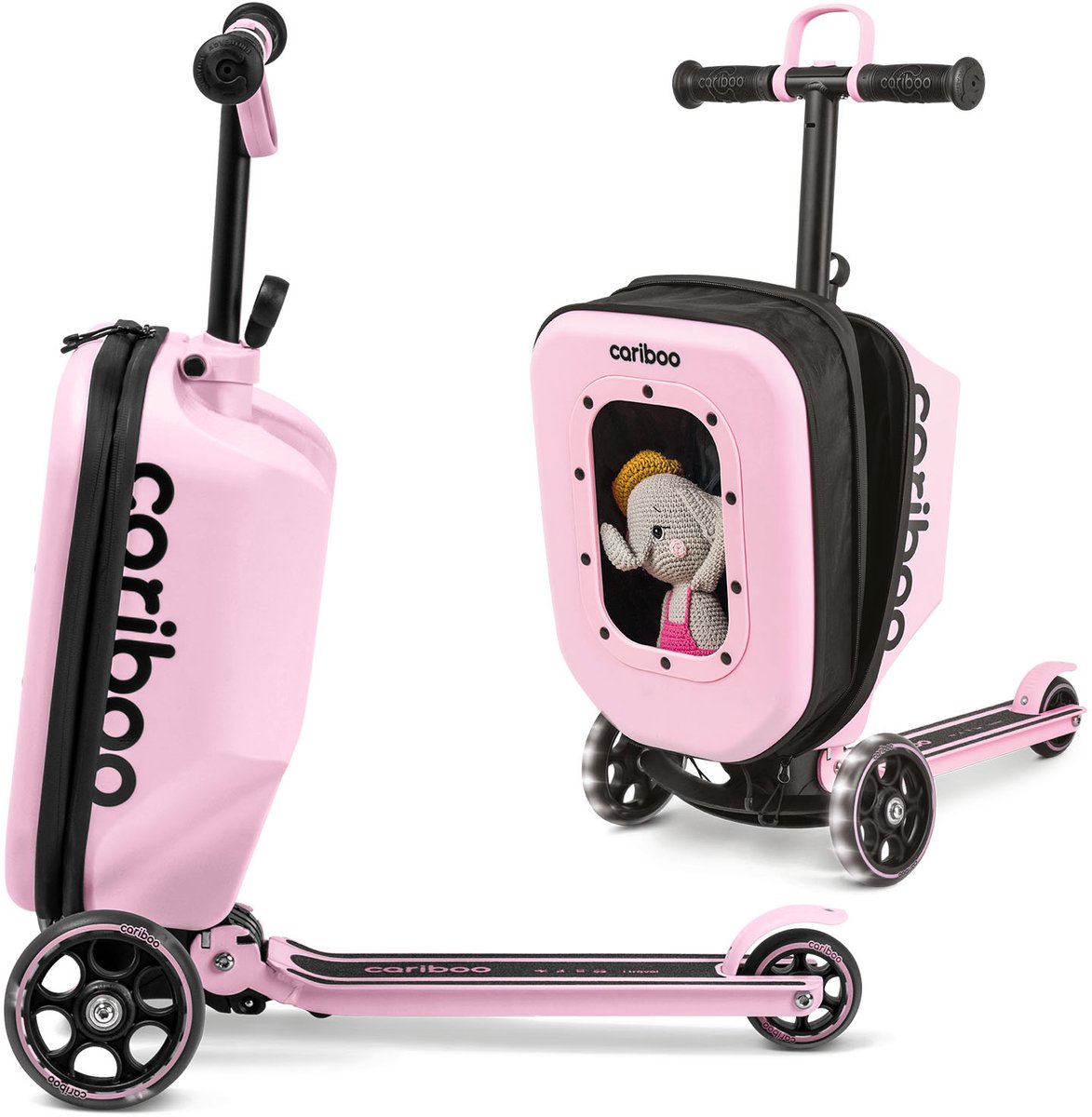 Cariboo iTravel - Step - Roze - Vanaf 2 jaar - voor Jongens en Meisjes - Kinderstepjes - Met Een Koffer - Verstelbaar stuur