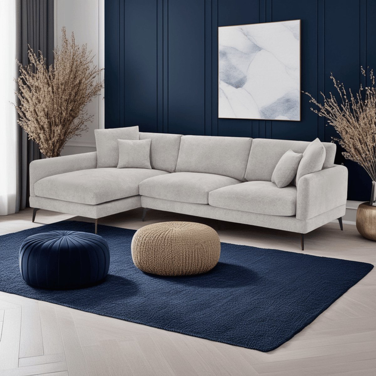 Loungebank Links Grijs - 290x95x90cm - Zithoogte 48cm