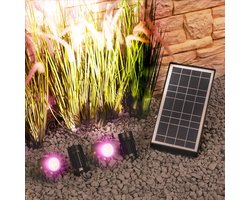Slimme solar led spots 'Double Twins' - 4 spots - RGB - Smart Life app - Slimme tuinverlichting op zonne-energie - Zwart