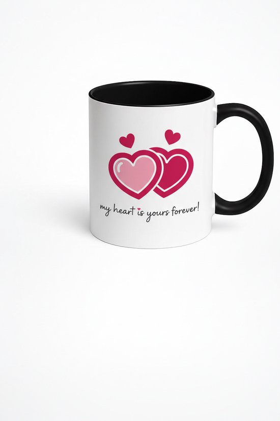 Liefdes Mok met Hartjes | 'My Heart is Yours Forever!' Romantische Cadeau Mok | Valentijn