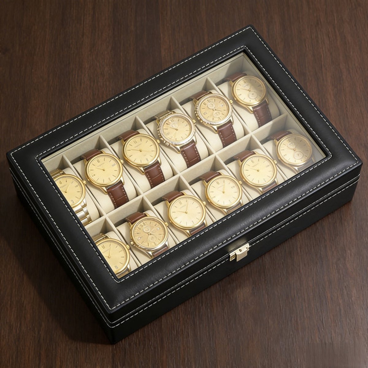 Sieradendoos - Horloge doos - Sieradendoos voor volwassenen - Horlogedoos heren - 1-laags plankje passen 12 horloges